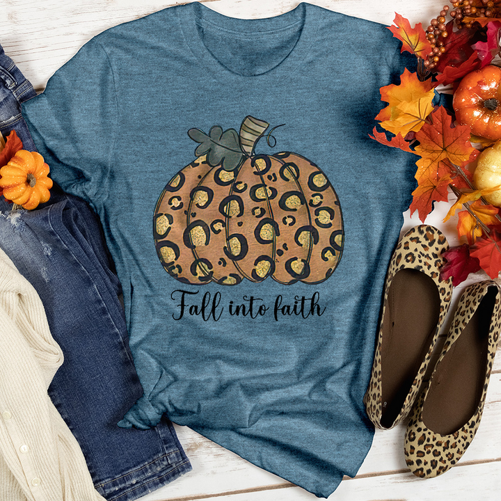 Fall Into Faith Gold Pumpkin Heathered Tee