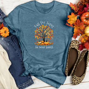 Vintage Floral Pumpkin Tree Heathered Tee