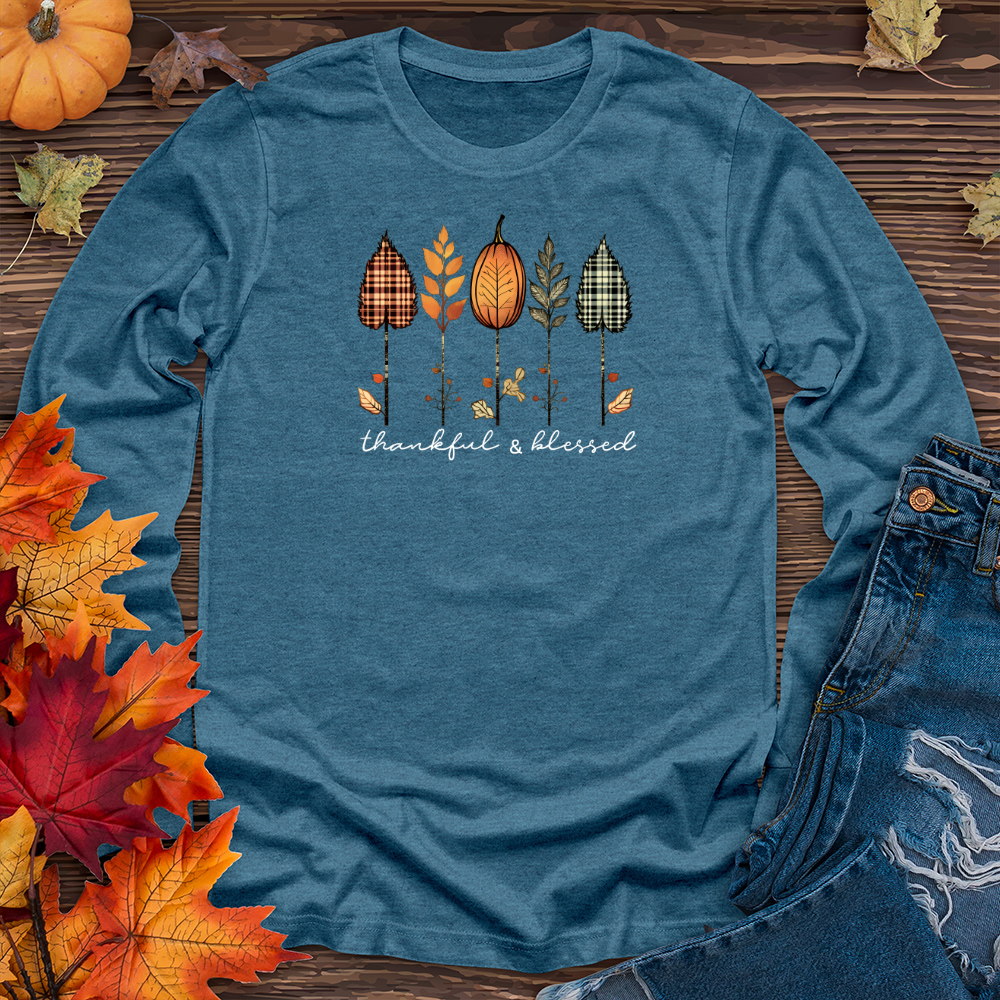 Retro Autumn Plaid Flannel Trio Long Sleeve Tee