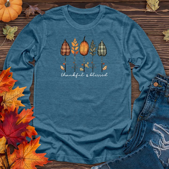 Retro Autumn Plaid Flannel Trio Long Sleeve Tee