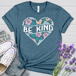 Be Kind Floral Heart Heathered Tee