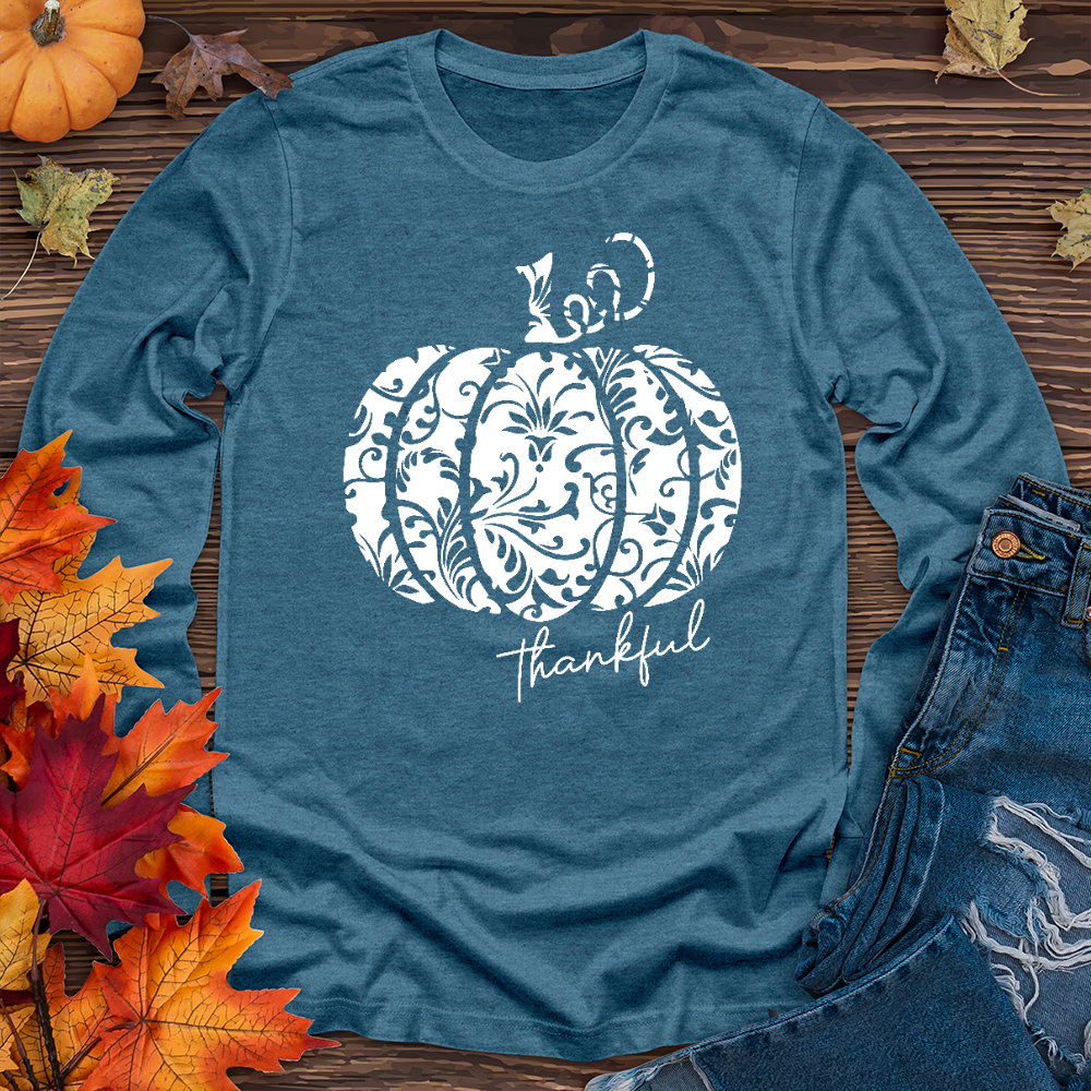 Thankful Floral Pumpkin Long Sleeve Tee