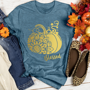 Blessed Gold Sunflower Pumpkin Heathered Tee