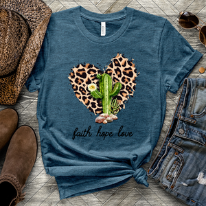 Cactus With Leopard Heart Heathered Tee