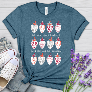 Fruitful Strawberry Pattern Heathered Tee