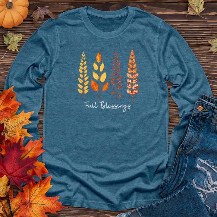 Retro Fall Foliage Icon Trio 01 Long Sleeve Tee