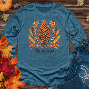 Herringbone Pinecone Blessings Long Sleeve Tee