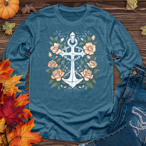 A simple anchor with flower Long Sleeve Tee