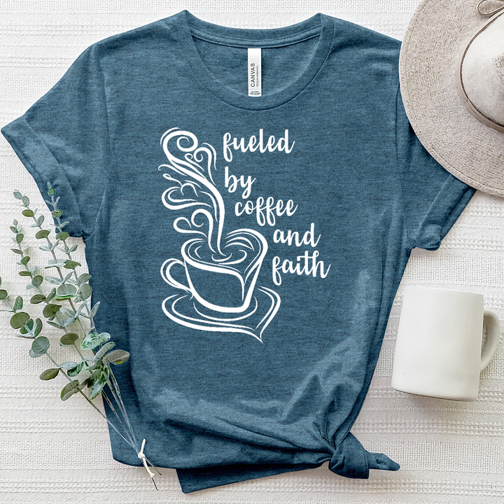 Fueled by Coffee and Faith Art Heathered Tee