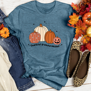 Thankful Grateful Blessed Pumpkin Patch Heathered Tee