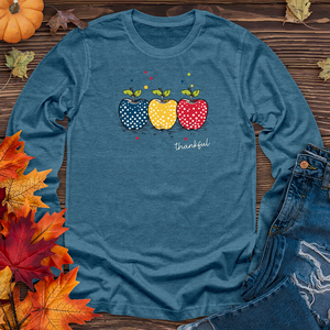 Vintage Picnic Polka Dot Trio Apples Long Sleeve Tee