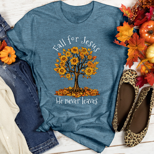 Sunflower Fall Leaves Tree Heathered Tee