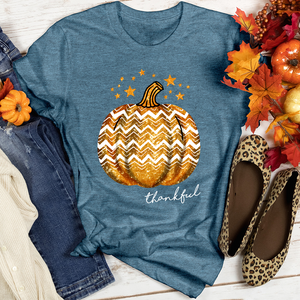 Thankful Retro Pumpkin Sparkle Heathered Tee