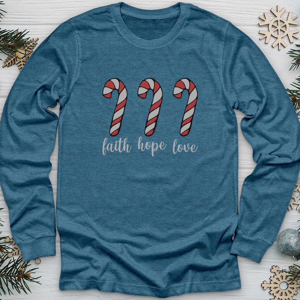 Faith Hope Love Candycanes Long Sleeve Tee