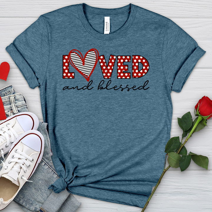 Loved and Blessed Letters Heathered Tee