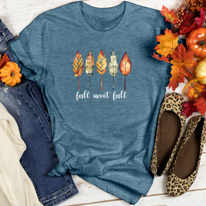 Vintage Cozy Leaves Watercolor Trio Heathered Tee