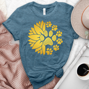 Gold Sunflower Paw Print Heathered Tee