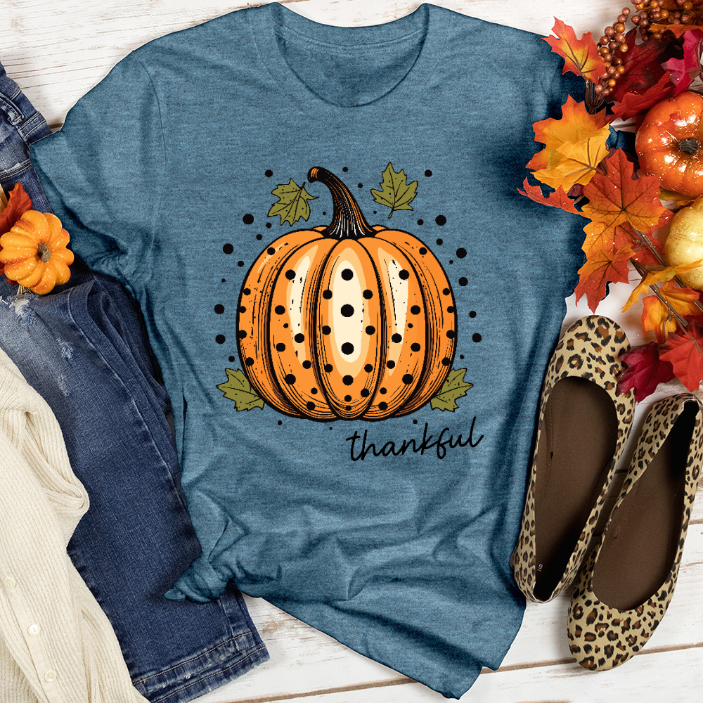 Thankful Spotted Pumpkin Heathered Tee