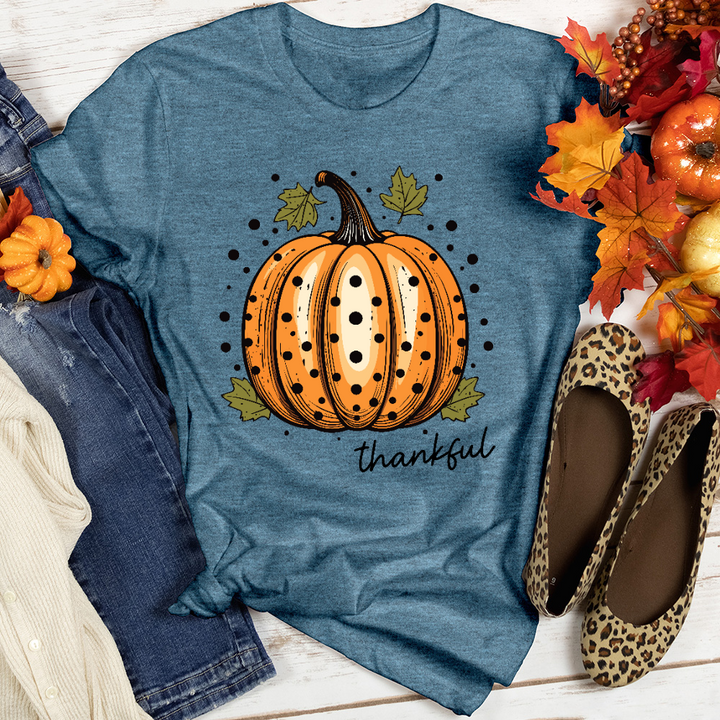 Thankful Spotted Pumpkin Heathered Tee