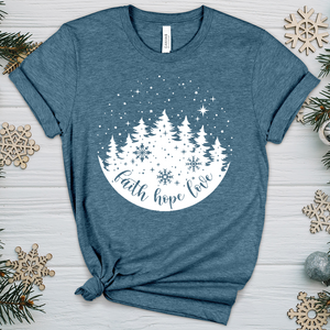 Snowy Faith Hope Love Heathered Tee