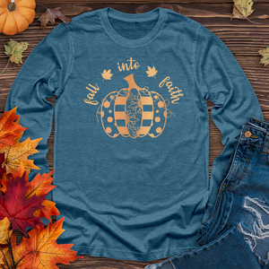 Fall into faith spotted pumpkin Long Sleeve Tee