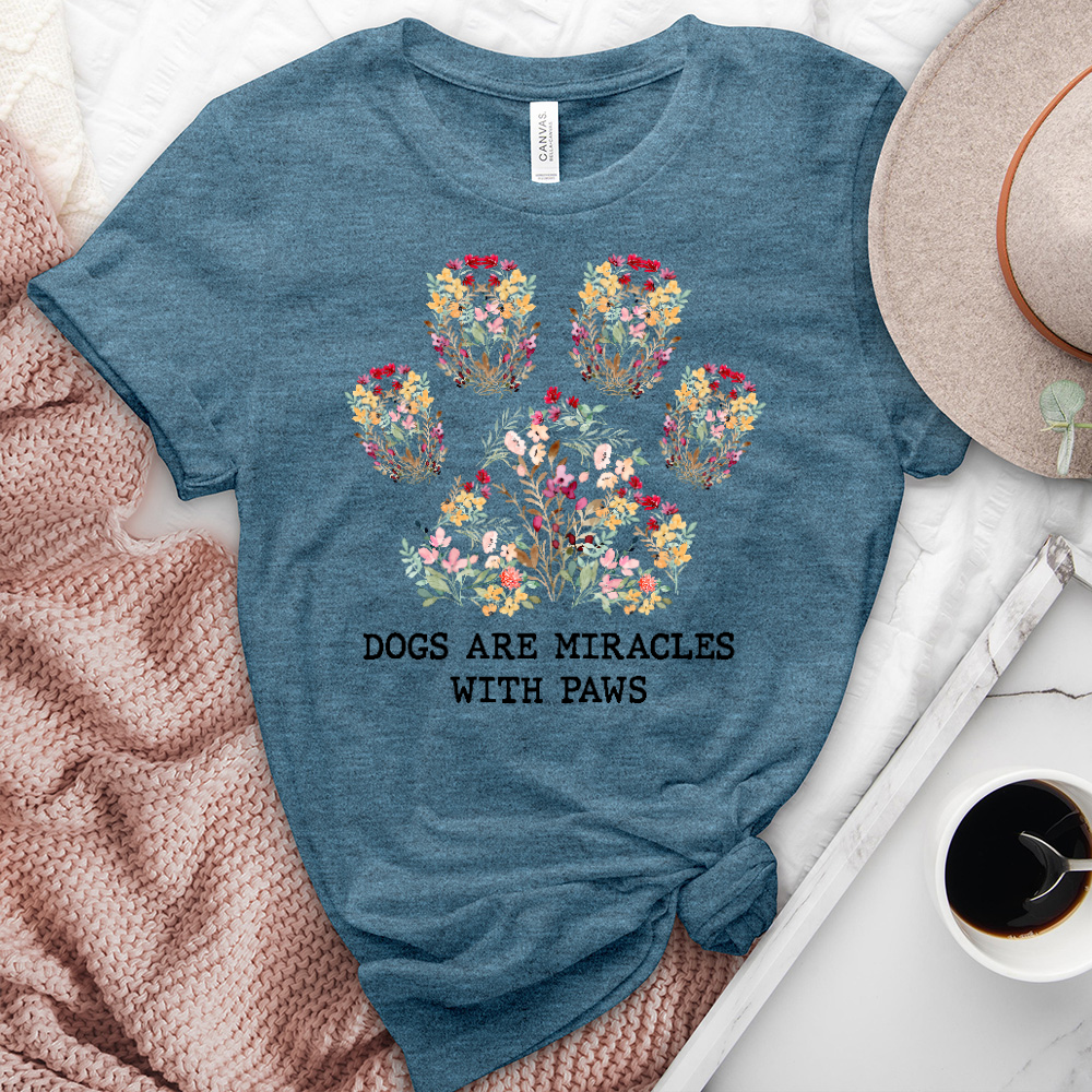 Dogs Are Miracles Flower Heathered Tee