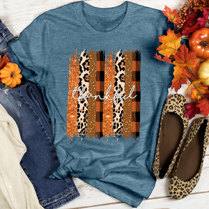 Thankful Watercolor Stripes Heathered Tee