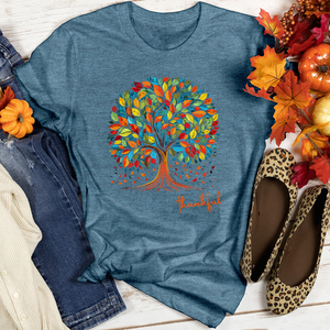 Vintage Floral Fall Tree Heathered Tee