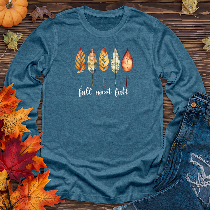 Vintage Cozy Leaves Watercolor Trio Long Sleeve Tee