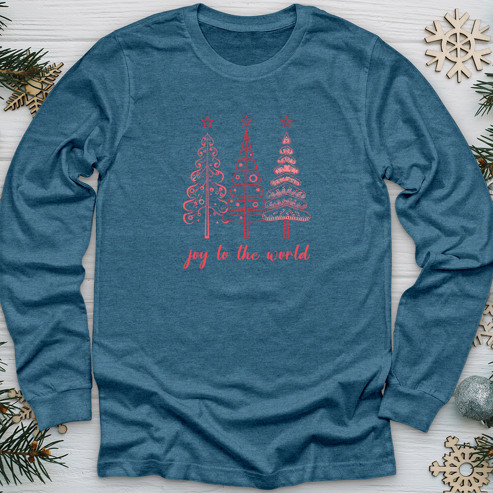Joy To The World Pink Trees Long Sleeve Tee