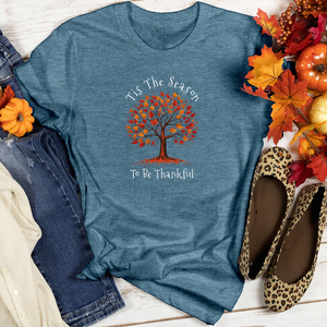 Vintage Landscape Fall Themes Tree Heathered Tee