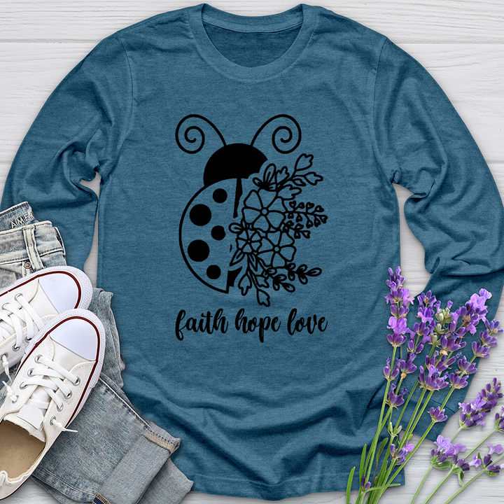 Faith Hope Love Ladybug Long Sleeve Tee