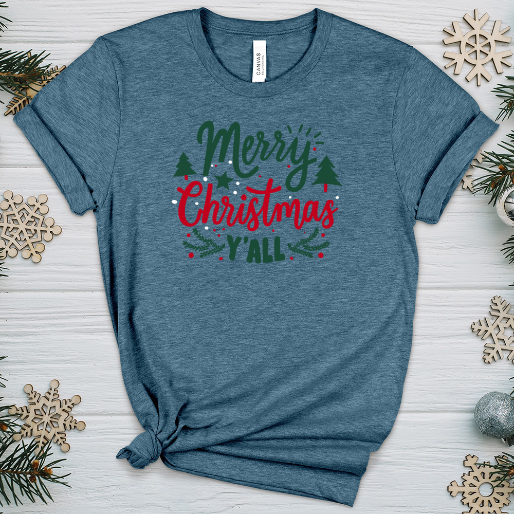 Merry Blessed Christmas Colors Heathered Tee