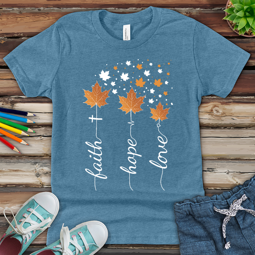 Faith Hope Love Autumn Youth Heathered Tee