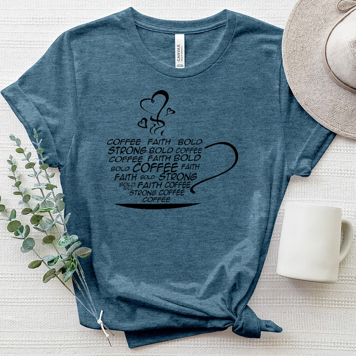 Coffee Cup Word Art Heathered Tee