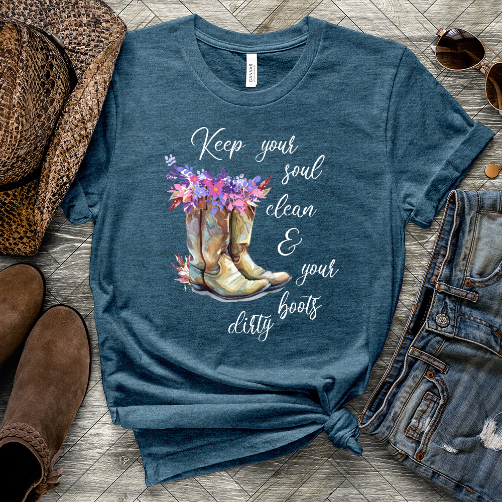 Clean Soul Dirty Boots Heathered Tee