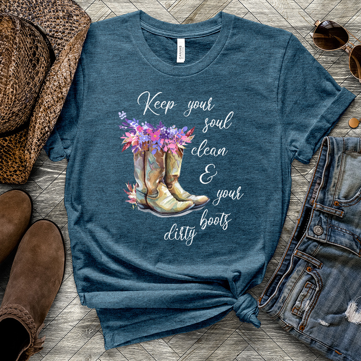 Clean Soul Dirty Boots Heathered Tee