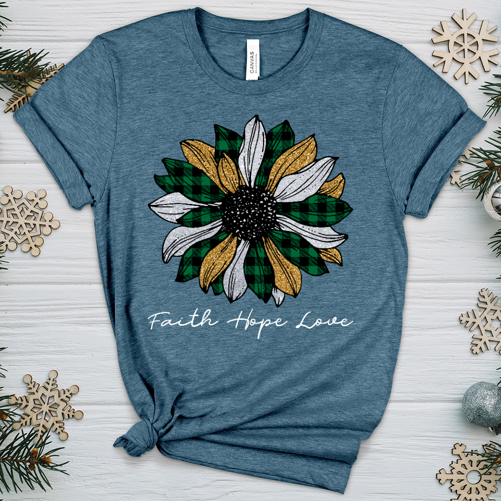 Christmas Patterned Flower Heathered Tee