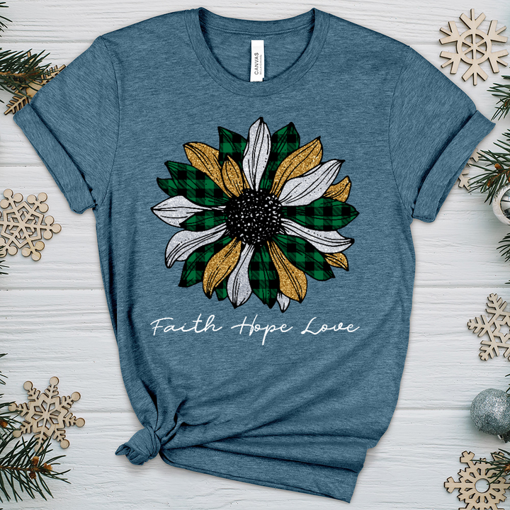 Christmas Patterned Flower Heathered Tee