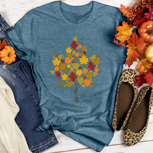 Thankful Leaf Stem Heathered Tee