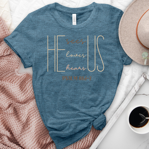 He Loves Us Heathered Tee