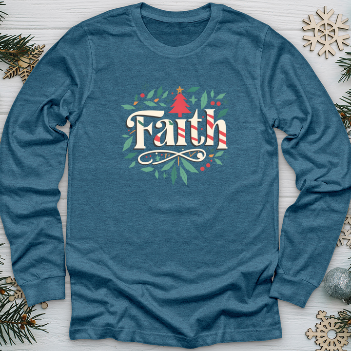 Faith Christmas Pattern Long Sleeve Tee