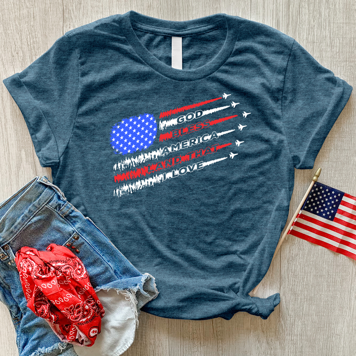 God Bless America Land That I Love Heathered Tee