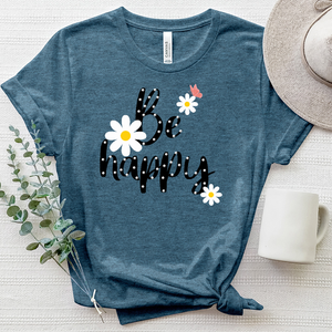 Be Happy Daisy Art Heathered Tee