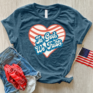 In God We Trust Wavy Heart Heathered Tee