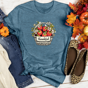 Retro Harvest Apple Blossom Basket Heathered Tee