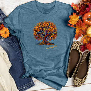 Thankful Batik Autumn Tree Heathered Tee