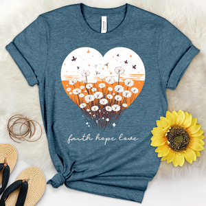 Faith Hope Love Dandelion Garden Heathered Tee