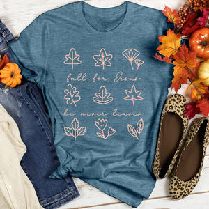 Fall For Jesus Leaf Pattern Heathered Tee