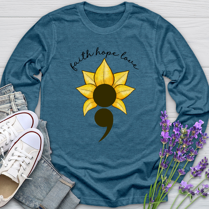 Faith Hope Love Semicolon Long Sleeve Tee